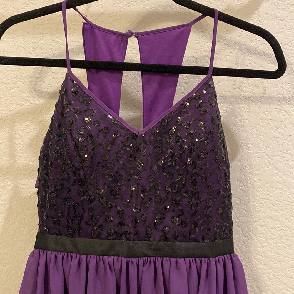 Purple dress with fun sequence and back cutouts